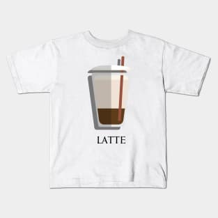 Iced Cold Latte coffee front view in flat design style Kids T-Shirt